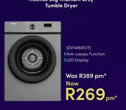 Teljoy Hisense 6kg Titanium Grey Tumble Dryer offer