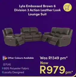 Teljoy Lyla Embossed Brown 6 Division 3 Action Leather Look Lounge Suit offer