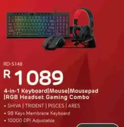 Computer Mania 4-in-1 Keyboard|Mouse|Mousepad |RGB Headset Gaming Combo offer