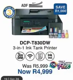 Computer Mania Brother DCP-T830DW 3-in-1 Ink Tank Printer offer