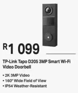 Computer Mania TP-Link Tapo D205 3MP Smart Wi-Fi Video Doorbell offer