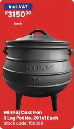 Africa Cash and Carry Minhaj Cast Iron 3 Leg Pot No. 20 offer