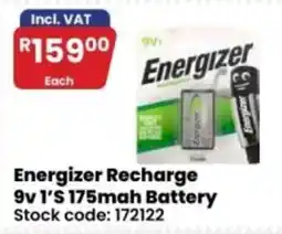 Africa Cash and Carry Energizer Recharge 9v 1'S 175mah Battery offer