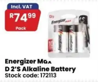 Energizer Max D 2'S Alkaline Battery