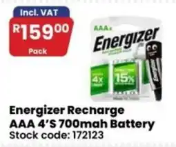 Africa Cash and Carry Energizer Recharge AAA 4'S 700mah Battery offer