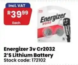 Africa Cash and Carry Energizer 3v Cr2032 2'S Lithium Battery offer
