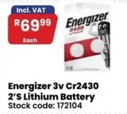 Africa Cash and Carry Energizer 3v Cr2430 2'S Lithium Battery offer