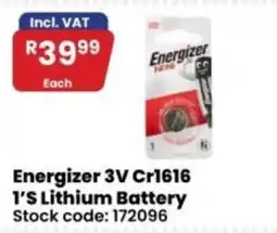 Africa Cash and Carry Energizer 3V Cr1616 1'S Lithium Battery offer