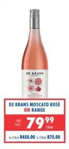 Ultra Liquors De Krans Moscato Rosé offer