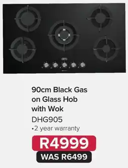 Kloppers 90cm Black Gas on Glass Hob with Wok DHG905 offer