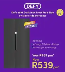 Teljoy Defy 559L Dark Inox Frost Free Side by Side Fridge/Freezer offer