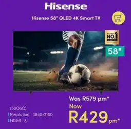 Teljoy Hisense 58" QLED 4K Smart TV offer