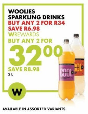 Woolworths Woolies Sparkling Drinks 2x2L offer