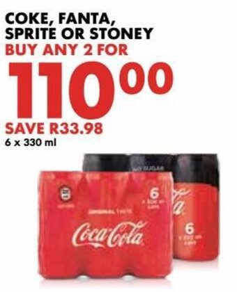 Woolworths Coke, Fanta, Sprite or Stoney 2x6x330ml offer