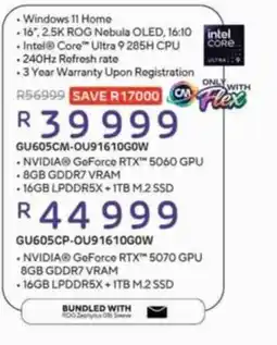 Computer Mania Windows 11 Home 16" 2.5K ROG Nebula OLED offer
