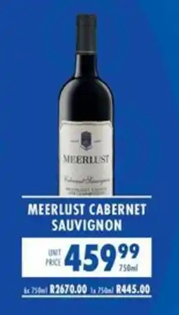 Ultra Liquors Meerlust Cabernet Sauvignon offer