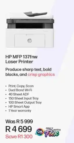 Computer Mania HP MFP 137fnw Laser Printer offer