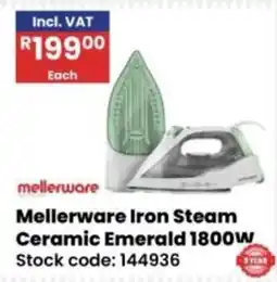 Africa Cash and Carry Mellerware Iron Steam Ceramic Emerald 1800w offer