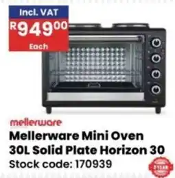 Africa Cash and Carry Mellerware Mini Oven 30L Solid Plate Horizon 30 offer
