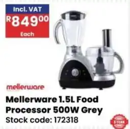 Africa Cash and Carry Mellerware 1.5L Food Processor 500W Grey offer