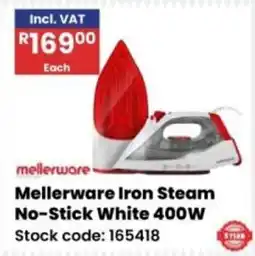 Africa Cash and Carry Mellerware Iron Steam No-Stick White 400W offer
