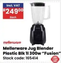 Africa Cash and Carry Mellerware Jug Blender Plastic Blk 1l 300w "Fusion" offer