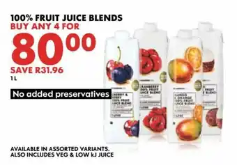 Woolworths 100% Fruit Juice Blends 4x1L offer