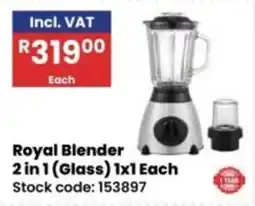 Africa Cash and Carry Royal Blender 2 in 1 (Glass) offer