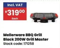 Africa Cash and Carry Mellerware BBQ Grill Black 200W Grill Master offer