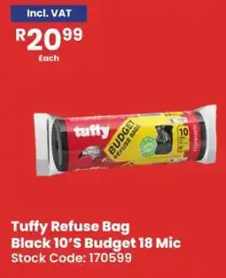 Africa Cash and Carry Tuffy Refuse Bag Black 10'S Budget 18 Mic offer
