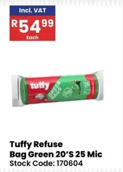 Africa Cash and Carry Tuffy Refuse Bag Green 20'S 25 Mic offer