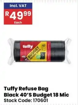 Africa Cash and Carry Tuffy Refuse Bag Black 40'S Budget 18 Mic offer
