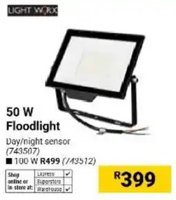Builders Warehouse LIGHT WORX 50 W Floodlight offer