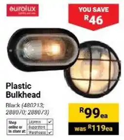 Builders Warehouse eurolux Plastic Bulkhead offer