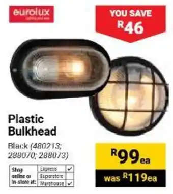Eurolux Plastic Bulkhead