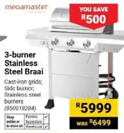 Builders Warehouse megamaster 3-burner Stainless Steel Braai offer