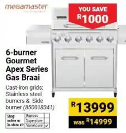 Builders Warehouse megamaster 6-burner Gourmet Apex Series Gas Braai offer