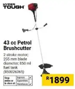 Builders Warehouse HYPER TOUGH 43 cc Petrol Brushcutter offer