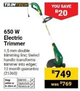 Builders Warehouse TrimTech 650 W Electric Trimmer offer