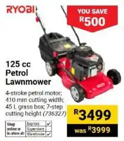Builders Warehouse RYOBI 125 cc Petrol Lawnmower offer