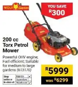 Builders Warehouse WOLF Garden 200 cc Torx Petrol Mower offer