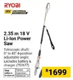 Builders Warehouse RYOBI 2.35 m 18 V Li-ion Power Saw offer