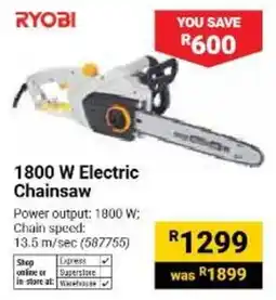 Builders Warehouse RYOBI 1800 W Electric Chainsaw offer