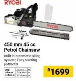 Builders Warehouse RYOBI 450 mm 45 cc Petrol Chainsaw offer