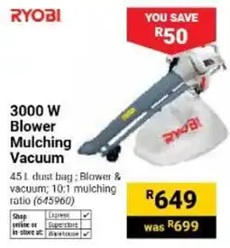Builders Warehouse RYOBI 3000 W Blower Mulching Vacuum offer