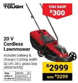 Builders Warehouse HYPER TOUGH 20 V Cordless Lawnmower offer