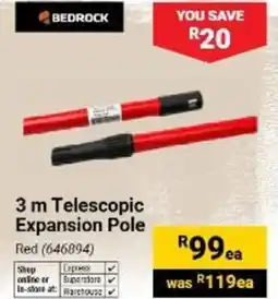 Builders Warehouse BEDROCK 3 m Telescopic Expansion Pole Red offer