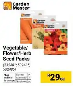 Builders Warehouse Garden Master Vegetable/Flower/Herb Seed Packs offer