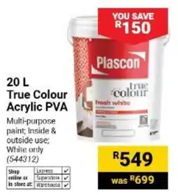 Builders Warehouse Plascon True Colour Acrylic PVA offer
