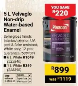 Builders Warehouse Plascon Velvaglo Non-drip Water-based Enamel offer